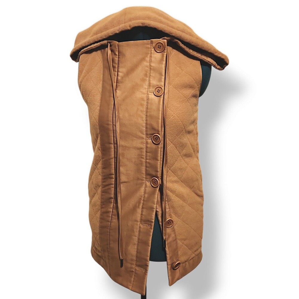 Stella McCartney Brige Sleeveless Wool Quilted Hooded Button Up Vest Sz 38
